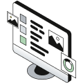 Monitor mit Komponenten Icon - Eine Für Alles